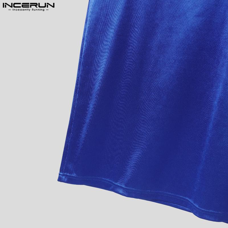 INCERUN Men V Neck Sleeveless Lace Hem Letter Casual Tank Tops Undershirts