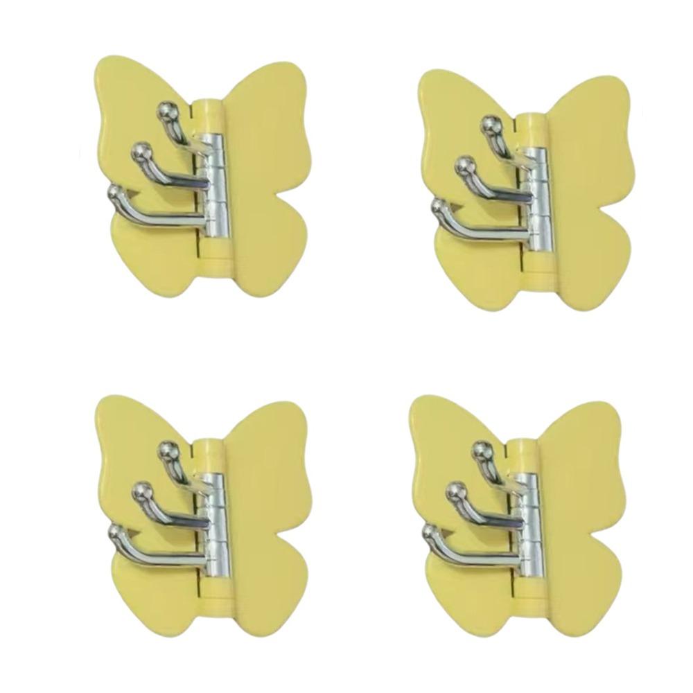 4PCS Self Adhesive Rotating Butterfly Wall Hooks Wall Mounted Corner Hooks Bedroom