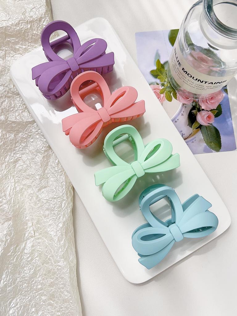 Summer Fashion Bow Flower Hair Claw Clips Candycolor Head Wear Hairpin for Women Girls Nonslip Crab Barrette Hair Accessories