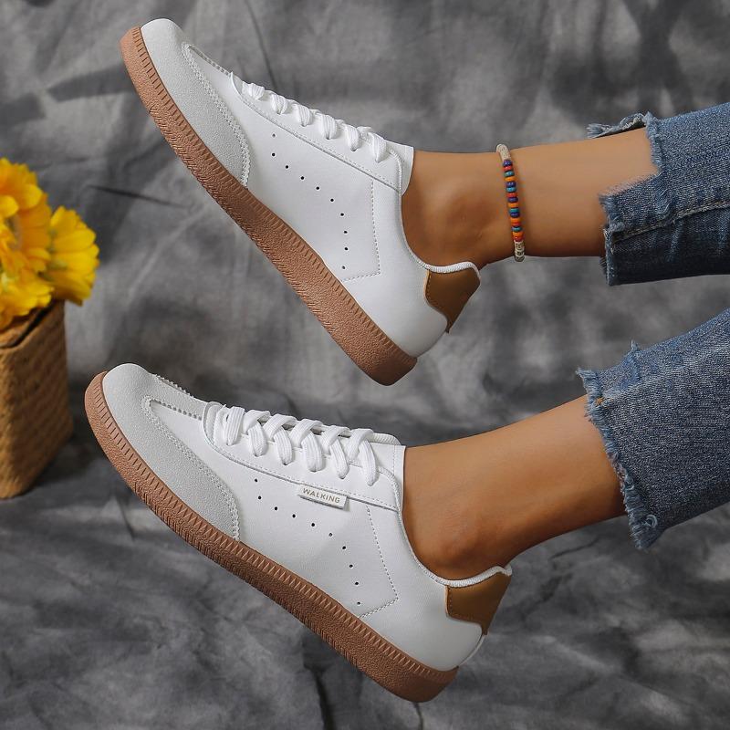 2024 Цветовая гамма Круглый носок Неглубокий носок Женские вулканизированные туфли Шнуровка Плоский каблук Неглубокий носок Удобная женская обувь