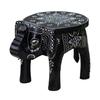 Hand-Crafted and Emboss Colorful Painted Wooden Elephant Shape Stool for Home or Bedroom Decor,Decorative Showpiece (8 Inches Height, Black)