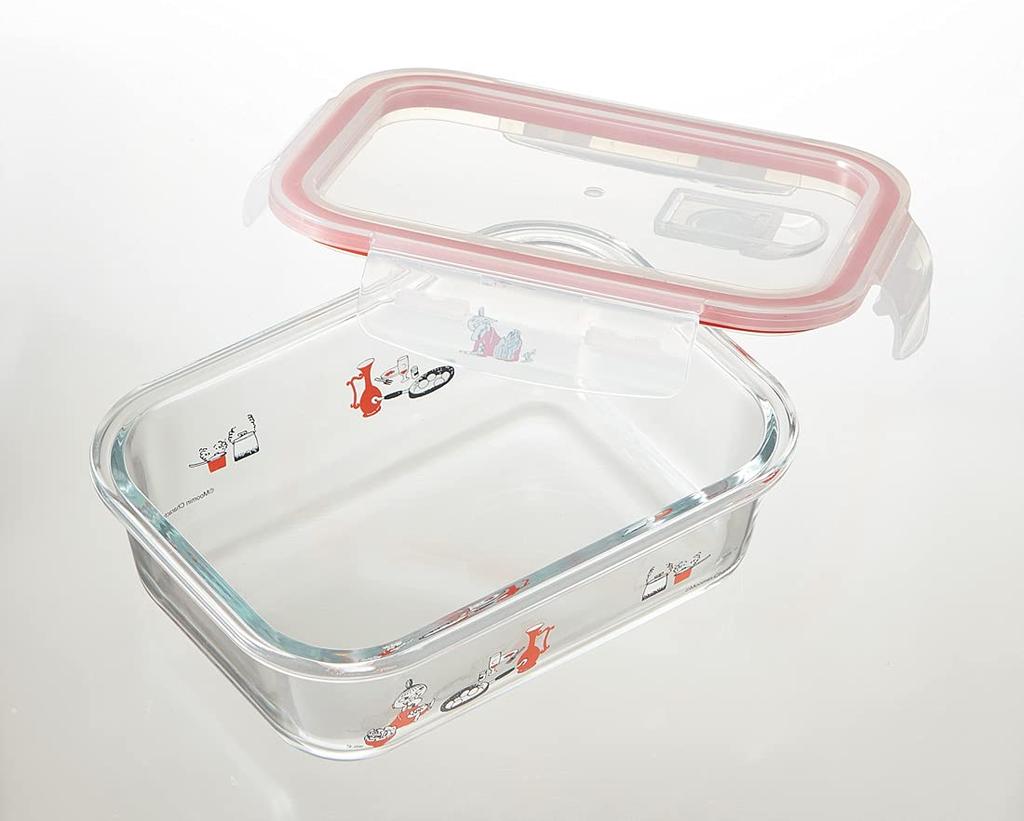 Skater Moomin Storage Container 650ml and Dishwasher with Lid and Lock GBST7-A, Medium, Heat-Resistant Glass, Oven, Microwave, Safe, Valve, 4-Point