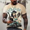 Retro Car T-Shirt For Men Sexy Beauty Print Short Sleeved T-Shirt Casual Tees Tops Summer Men's Clothing Oversized Streetwear Xl