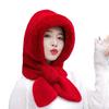 Autumn Winter Warm Hat Plush Lining Windproof Integrated Headwear Scarf for Women Cold Protection 3-in-1 Neck Ears Warmer Plush Hat for Motorcycle EMA