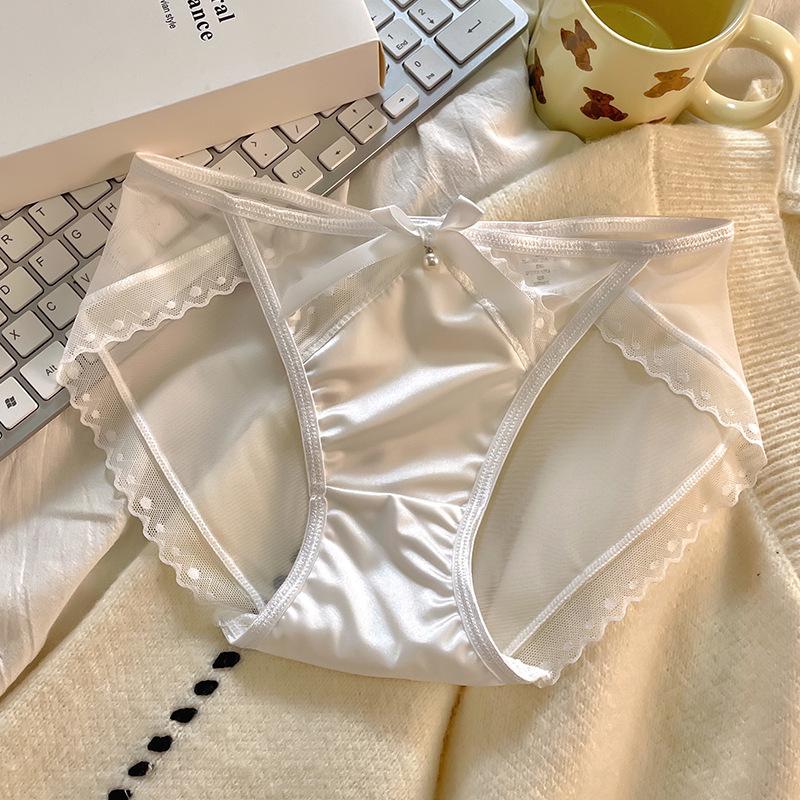 Сексуальные атласные трусики со средней посадкой, дышащие сетчатые кружевные трусики-треугольники для женщин