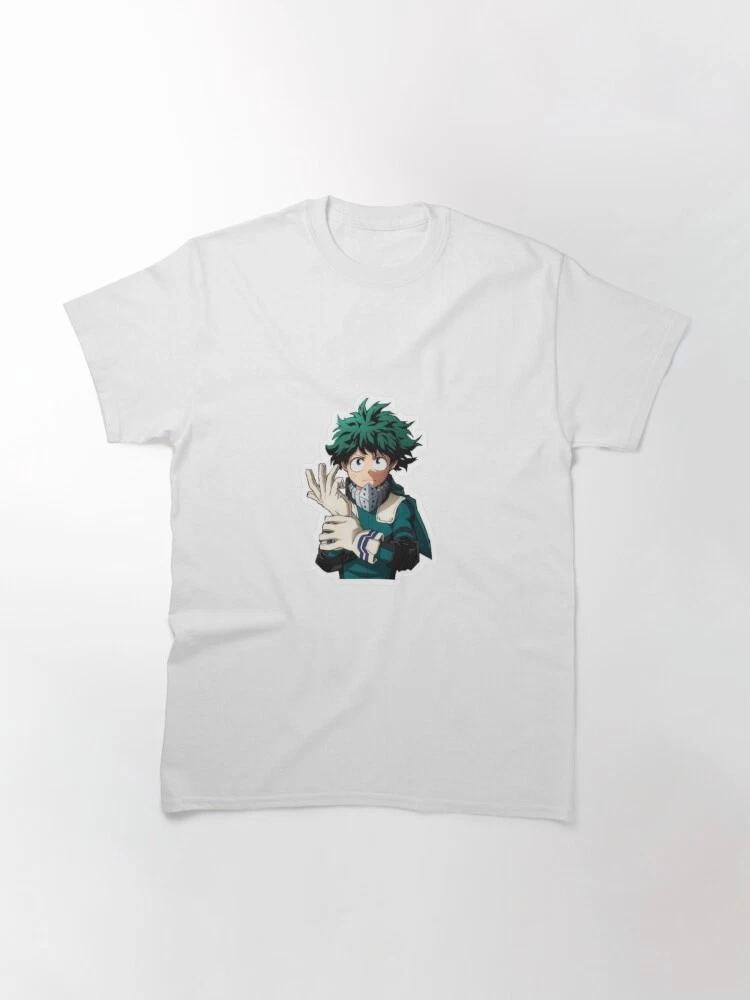 Anime My Hero Academia GreenHaired Hero Pose White Tshirt Size S5XL