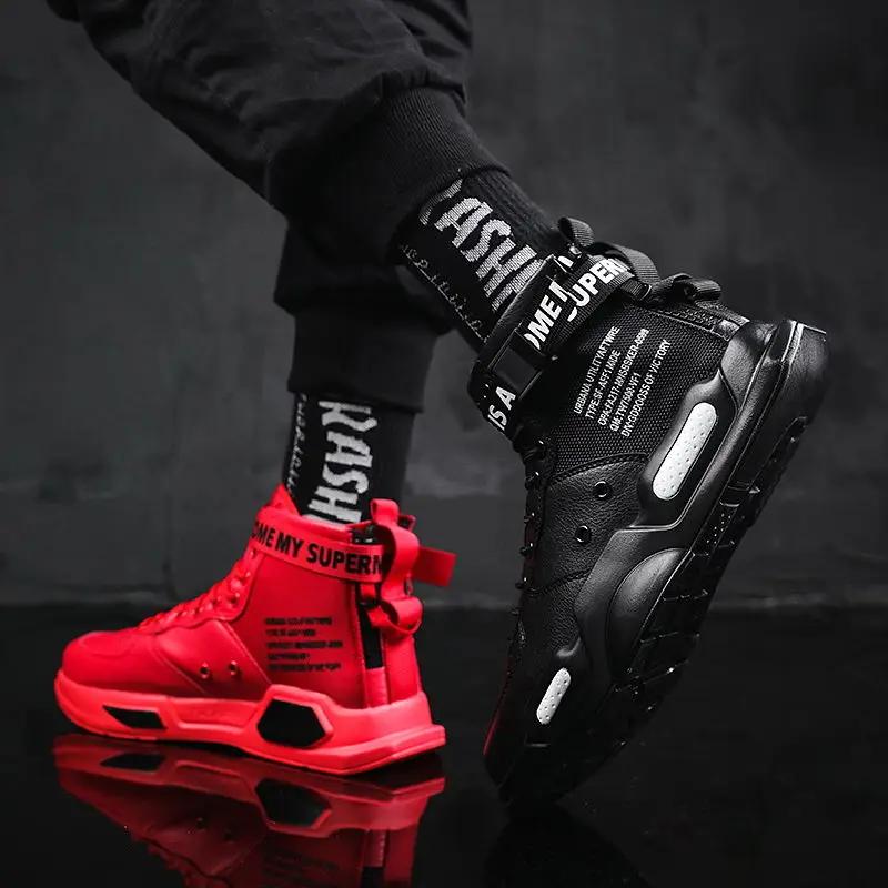 Мужские высокие модные кожаные кроссовки, тренд, горячая распродажа, удобная мужская повседневная обувь, нескользящая дышащая мужская обувь