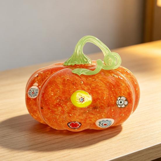 Мини-украшение из выдувного стекла в виде тыквы Коллекционное Thanksgiving Halloween Искусственный хрусталь Тыква Подвесное