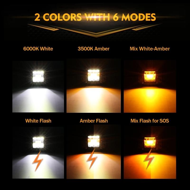 AUXBEAM 3 Inch LED Pods Light Spot Beam Flush Mount Car Work Light with Wiring Harness for Trucks Offroad SUV UTV ATV Boat