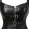 Женский корсет-бюстье в стиле стимпанк с застежкой-молнией, черный кожаный корсет с бретелями