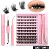 GROINNEYA DIY Eyelash Extension Kit Individual Lashes Cluster Mix Lash Clusters with Lash Bond and Seal and Lash Accessories