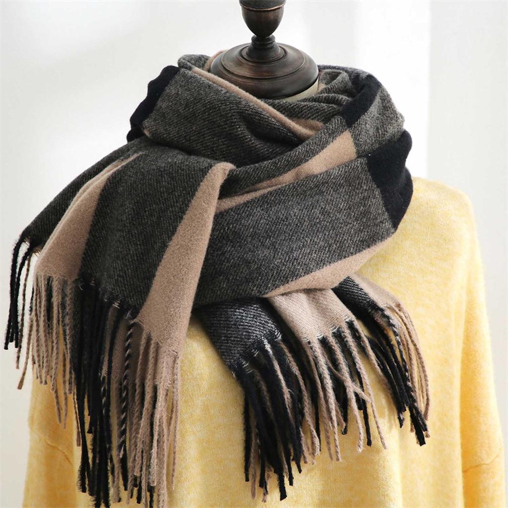 Women's Plaid Scarf Warm Thickening Trend Scarf Shawl Cape