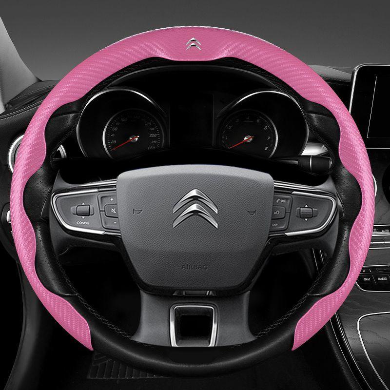 For Citroen C1 C2 C3 C4 C5 C6 VTS Xsara C-Crosser Berlingo Jumpy Carbon fiber non-slip Car Steering Wheel Cover Auto Accessories aoq123