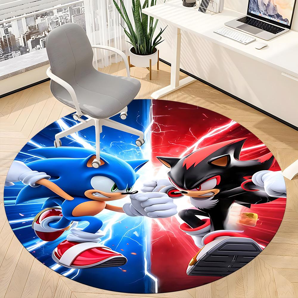 1 шт. Круглый коврик для офиса Sonic, Нескользящий, Мягкий и прочный офисный коврик для декора интерьера, Идеально подходит для офиса, Красивое украшение