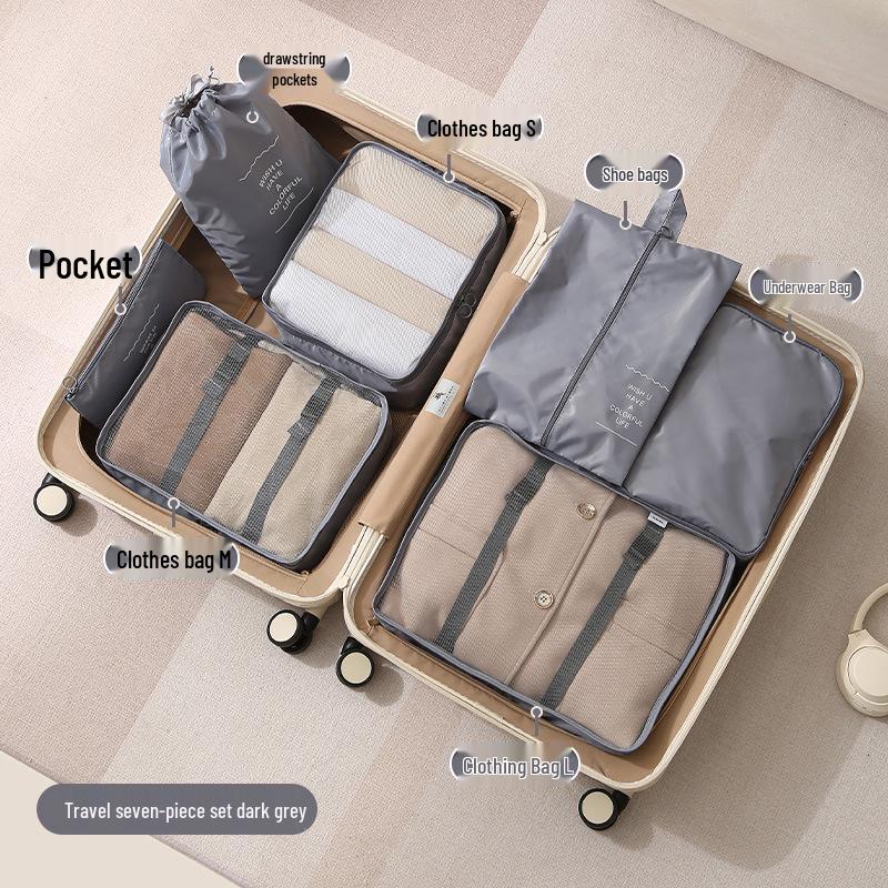 Four-Piece Travel Compression Bag Set for Clothes, Underwear, Toiletries, and Cosmetics