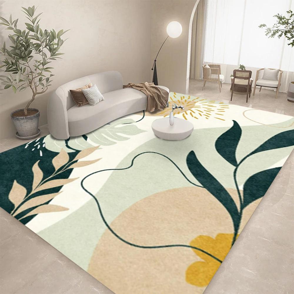 Современный абстрактный ковер с цветами и листьями для гостиной, домашний декор, коврики под диван, ковер для спальни, ковер для лаунжа, кухни, кофейного столика, напольный коврик