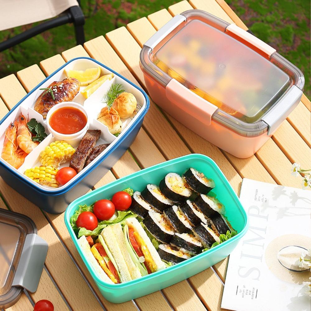 Tableware 2 Layer Lunch Box Leak Proof 2000ML Food Storage Container with Dressing Container Compartment Salad Box Worker