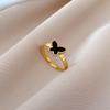 New Stainless Steel Flower Ring for Women Temperament Fashion Five Leaf Rings Trendy Charm Party Jewelry Gifts Wholesale 18mm