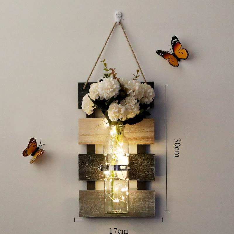 Настенное украшение Ins Style Настенный светильник Nordic Originality Plant Butterfly Background Home Decor Настенные светильники Ваза Лампа для спальни