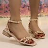 Сандалии большого размера с заклепками женские летние 2025 новые модные сандалии в стиле феи с юбкой на ремешках