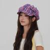 Sun Protection Plaid Cloud Berets Korean Style Octagonal Caps Ins Newsboy Cap  Female