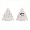 Stussy-Style Zip-Up Hooded Sweatshirt Men Oversized Cotton Long Sleeve Casual Graphic Pullover Jacket