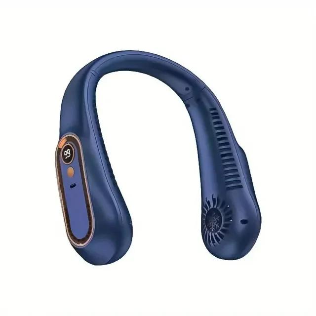 1PC Neck Bladeless Fan Mini Ultra Long Life Portable Lazy Silent Fan Usb Charging Student Sports Office Digital Display Power 5 Gear