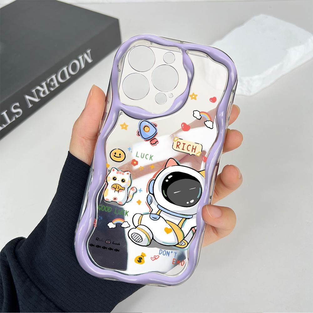 Cute Cartoon Pattern Cream Texture Casing Wavy Edge Soft Silicone Cover Phone Case for Huawei Honor Infinix Tecno iPhone