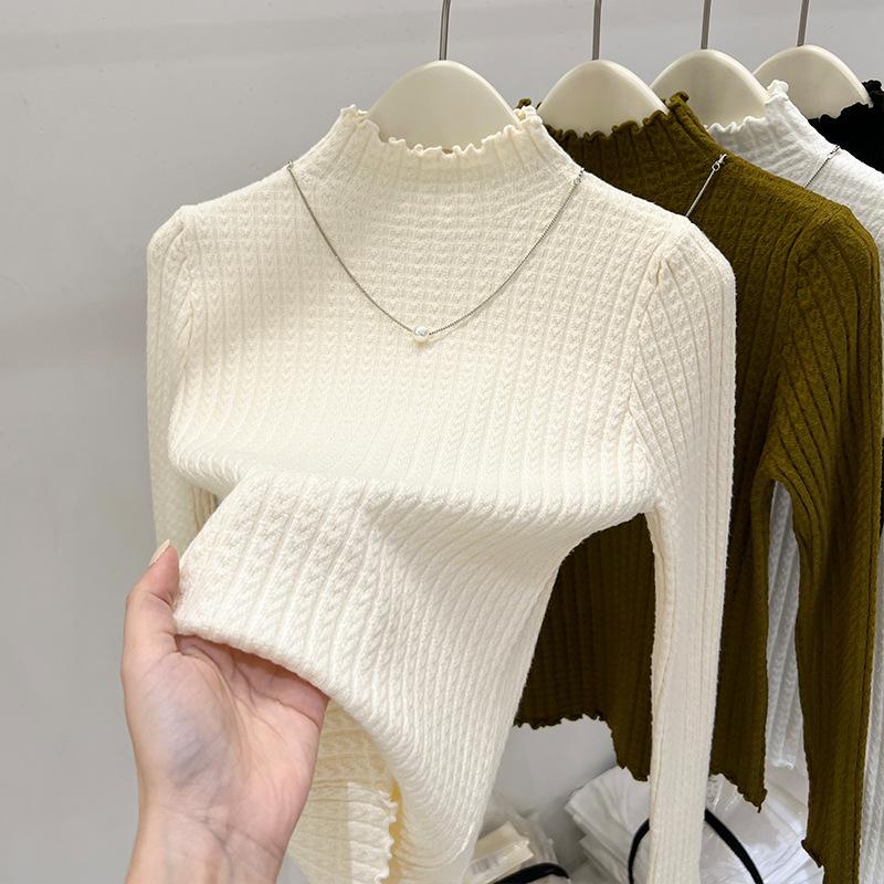 Женская базовая водолазка с грибным краем, шикарный топ со средней горловиной для осени и зимы, свитер для женщин
