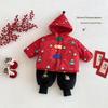 Зимний костюм для детей «Панда» 2025: Рождественский хлопковый пальто и куртка с цветовыми блоками для мальчиков