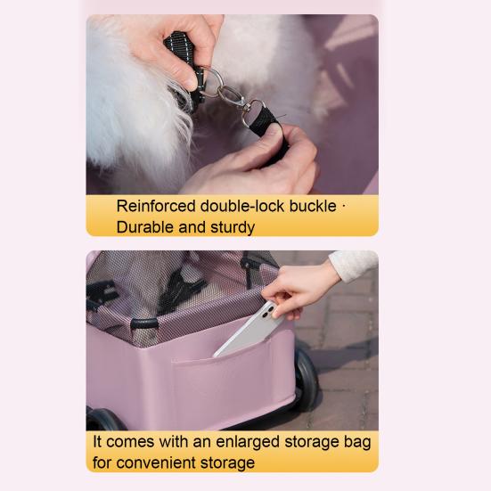 4 Wheels Pet Stroller for Small Dogs Cats Folding Shopping Cart with Canopy for Travelling Shopping Walking Playing