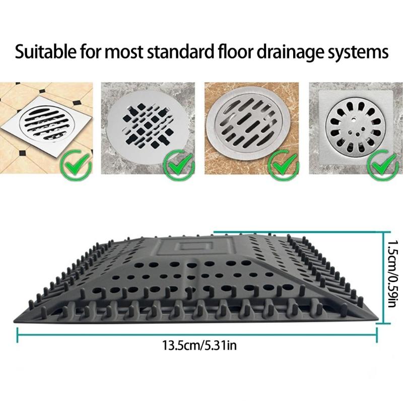 Square Shape Silicone Floor Drain Cover Mesh Sink Strainer Hair Catcher Sewer Outfall Drain Filter Easy to Use