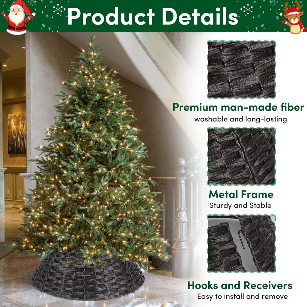 Деревенский воротник для рождественской елки 28 дюймов плетеная плетеная основа для дерева подставка чехол для искусственного праздничного украшения кольцо юбка корзина для дерева, натуральный и устойчивый