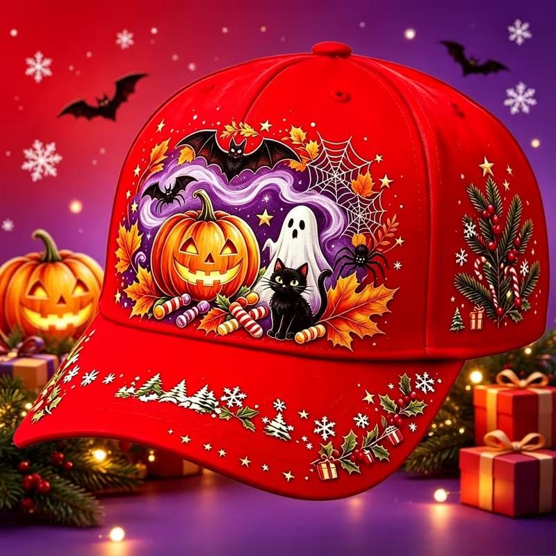 Exclusive for red Christmas hats, Santa hats, adults, children, digital printing casual design