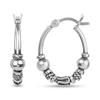S925 Sterling Silver Jewelry Light Weight Oxidized Tribal Bali Hoop Earring for Teen