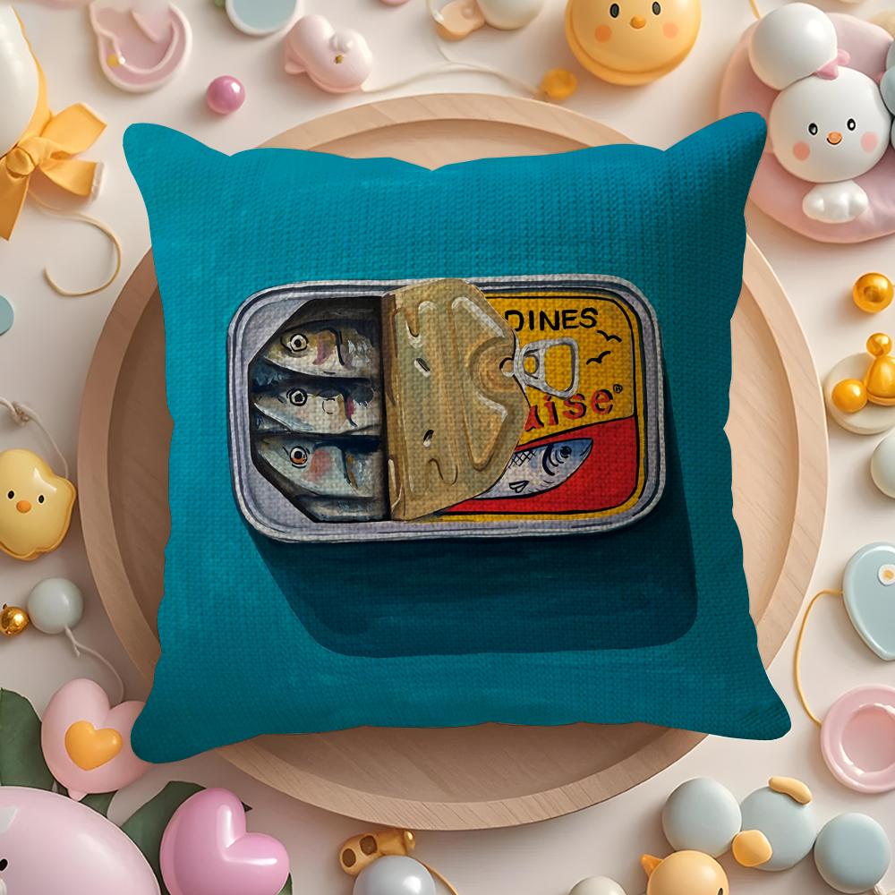 S-Sardines Арт Наволочка Натуральный Лен Органическая Ткань Двусторонняя Печать Диван Домашний Декор Подарок Наволочка