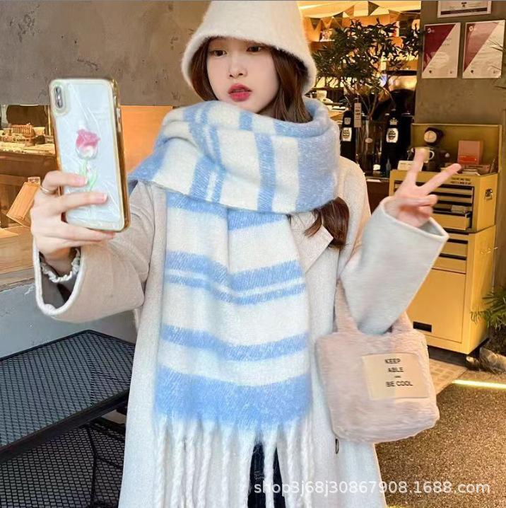 Scarf Korean atmosphere thickened scarf shawl women's warm scarf couple scarf winter versatile plaid scarf