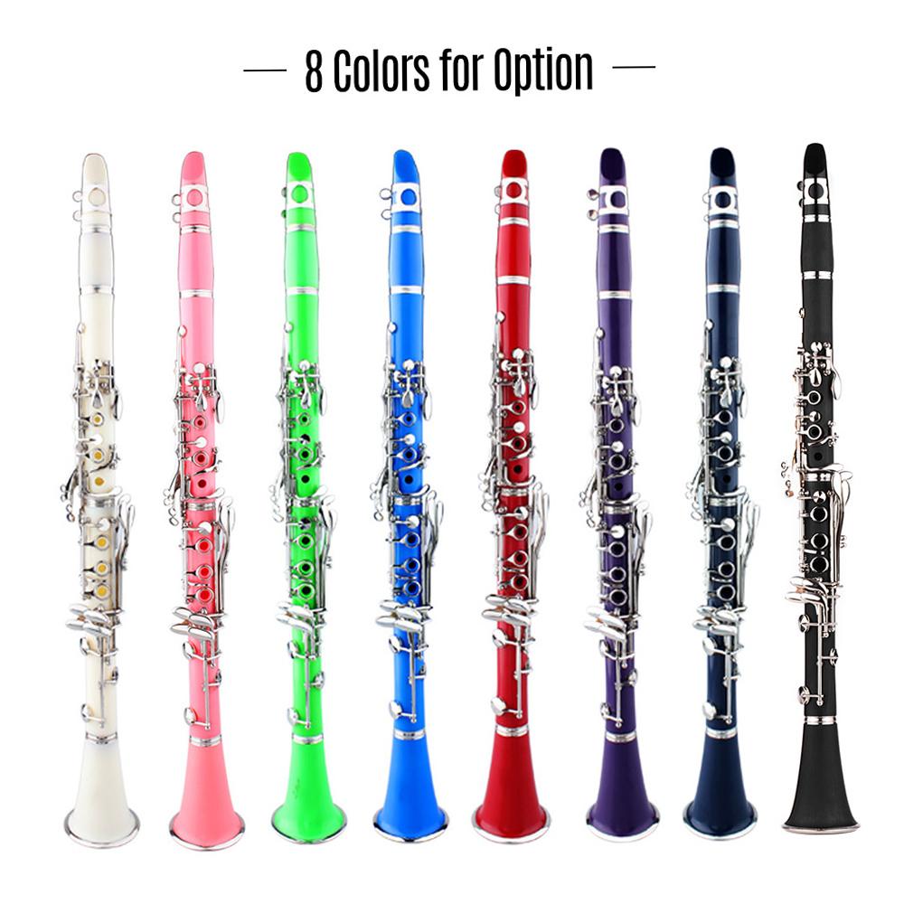 Clarinet ABS 17 Key bB Flat Soprano Binocular Clarinet with Cleaning Cloth Gloves 10 s Screwdriver Case Instrument