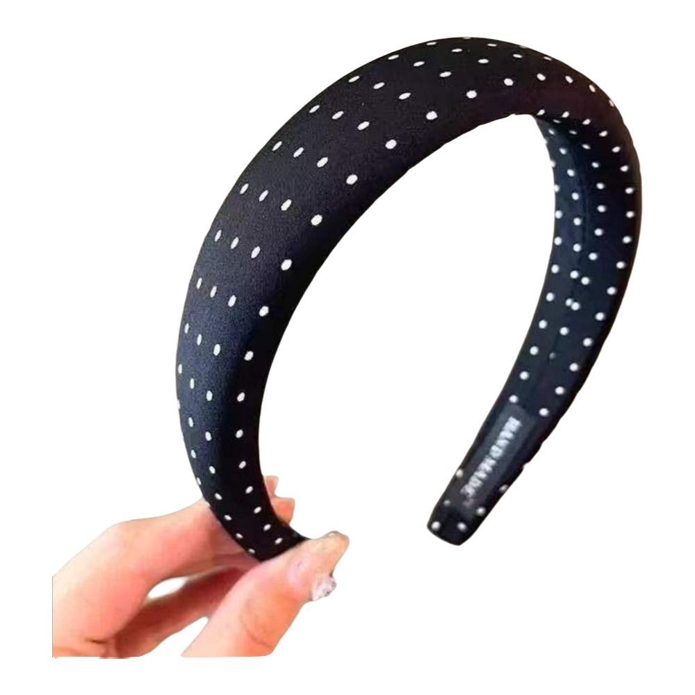 Black White Color Polka Dot Headband Non-Slip Temperament Hair Band Fashion Wide Headband Casual