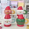 Рождественская кружка с маленьким снеговиком, милая практичная керамическая кружка для подарка на день рождения подруги, сувенирный подарок для девочек