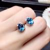 Fashion Oval Cut Blue Stone Aqua Stud Earrings for Women Lady Girls Engagement Wedding Bridal Jewelry Gift