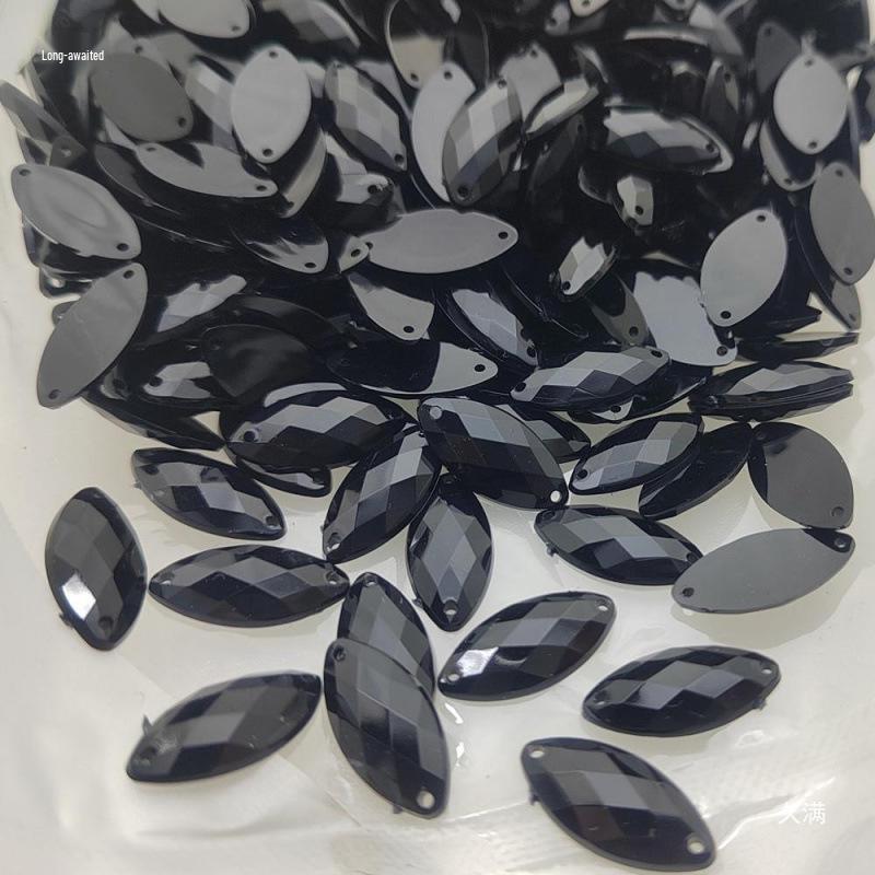 Hand-Sewn Rhinestone Dancewear Stickers, Irregular/Round Water Drop Shapes, Mixed Styles for Black Pool Competitions