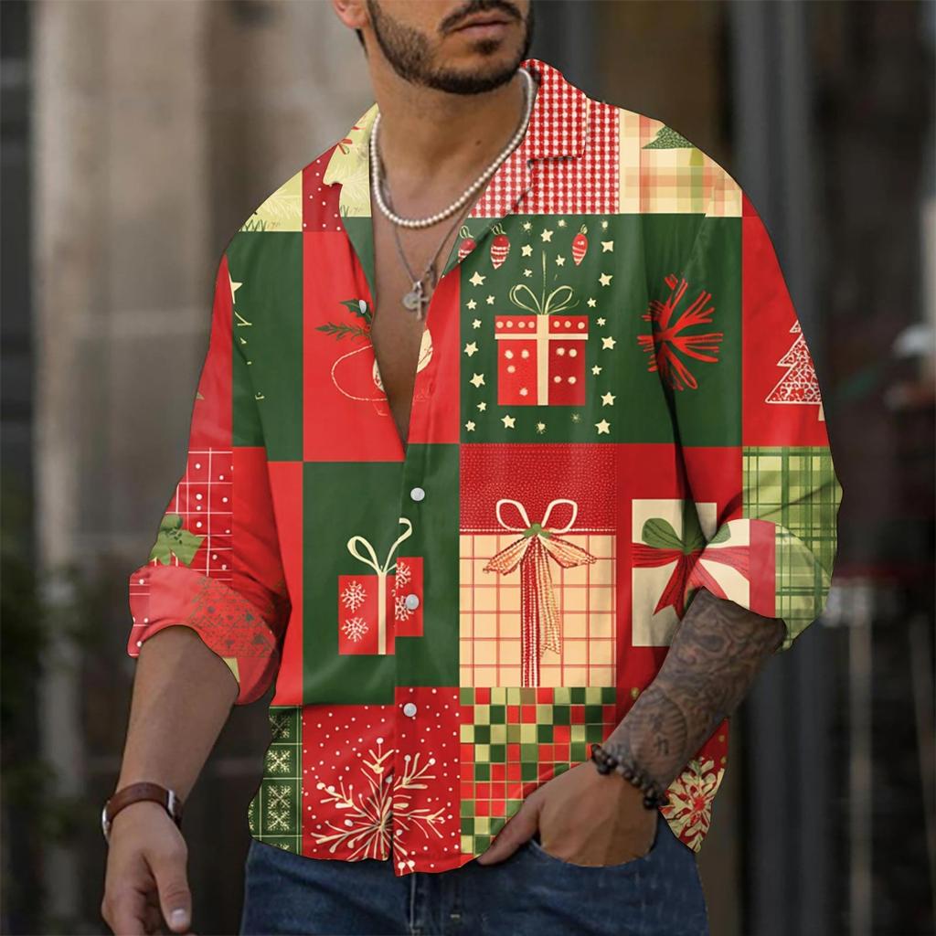 Men'S Casual Loose Fitting Long Sleeved Shirt Fashionable Lapel Shirt Top