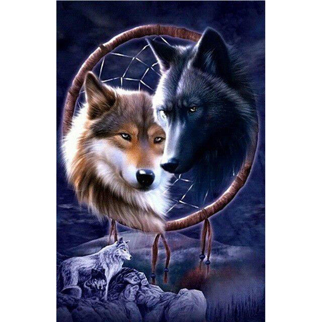 Wolf Animal DIY 5D Diamond Painting Full Round Drill Dreamcatcher Diamond Embroidery Cross Stitch Mosaic Rhinestones Home Decor