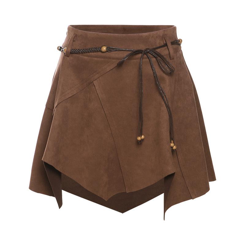 Винтажная плиссированная юбка цвета хаки, женская уличная мини-юбка с высокой талией в стиле Харадзюку, асимметричная повседневная мини-юбка в стиле 90-х годов Y2k