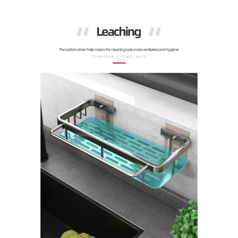 Органайзер для кухонных аксессуаров, держатель для кухонной раковины, органайзер для аксессуаров для ванной комнаты, металлическая полка без перфорации, полка с высокой несущей способностью