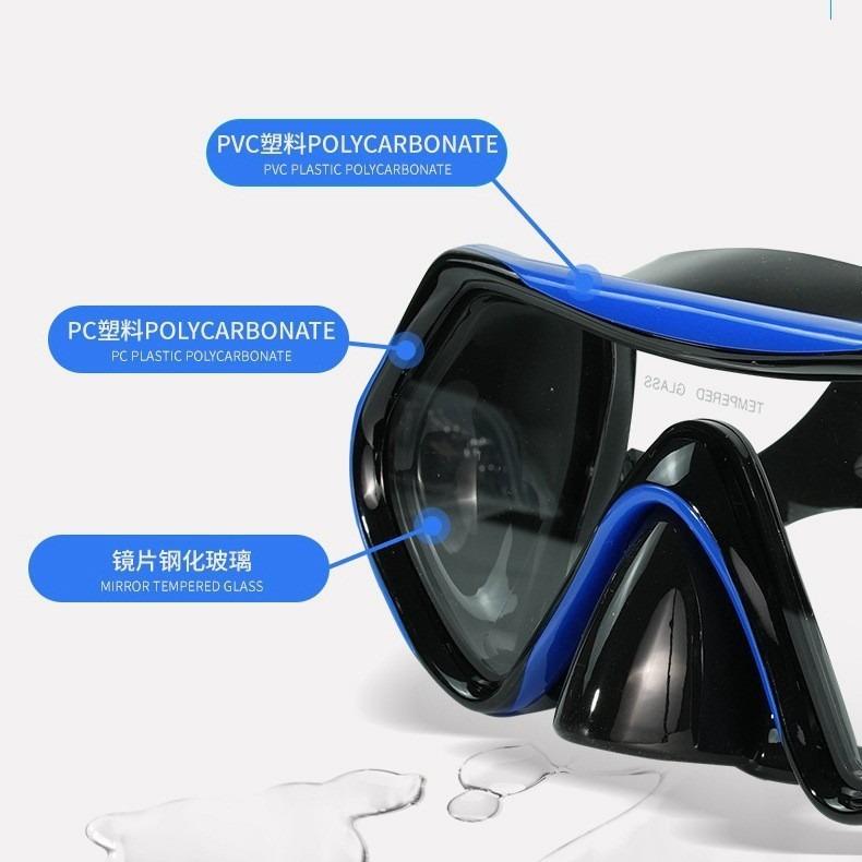 Professional Diving Mask Snorkel Fin Fins Panoramic Wide-Angle Snorkeling Equipment with Flipper for Scuba Use