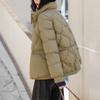Пуховик женский короткий стиль 2024 новый зимний воротник стойка теплый белый утиный пух