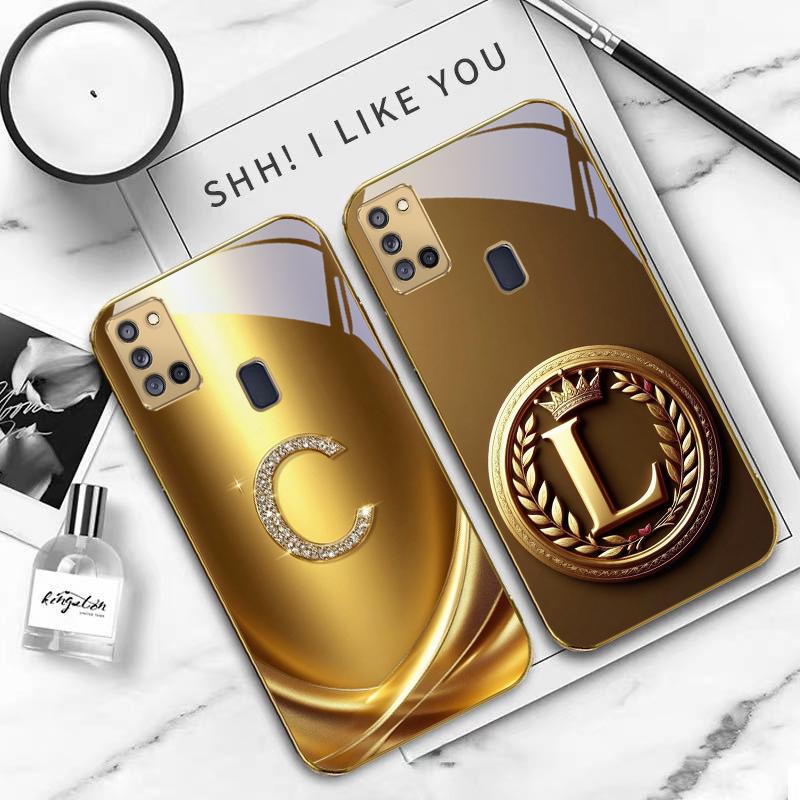 Золотое кольцо с лавровым листом Для Samsung A 31 32 A33 A34 35 14 A15 13 A16 25 26 50 52 53 54 55 56 70 71 72 73 Золотой стеклянный чехол для телефона