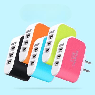 Зарядное устройство Candy с 3 портами USB, светящаяся зарядная головка, универсальная смарт-USB для путешествий для мобильных телефонов, зарядная головка с портом Multi-U на 1 А